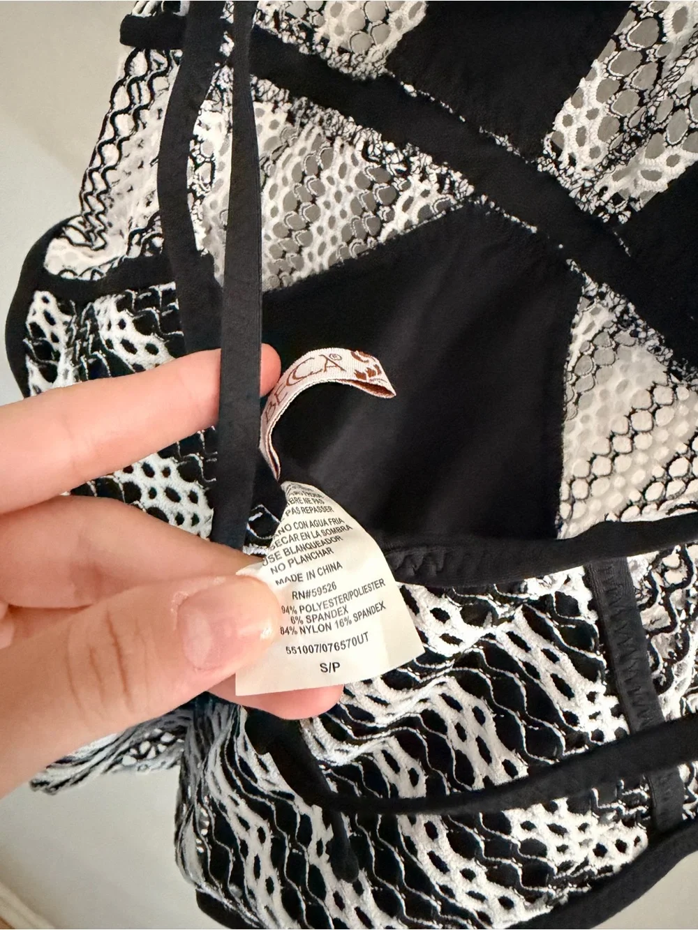 BECCA Black and White Striped One-Piece Swimsuit